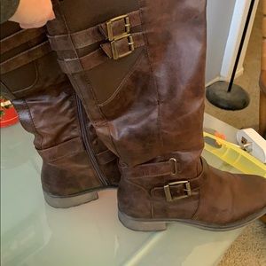 Brown leather boots